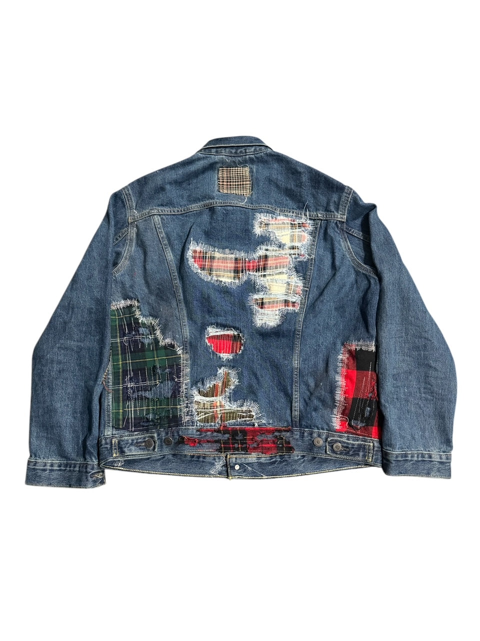 DISTRESSED PATCHWORK DENIM JACKET