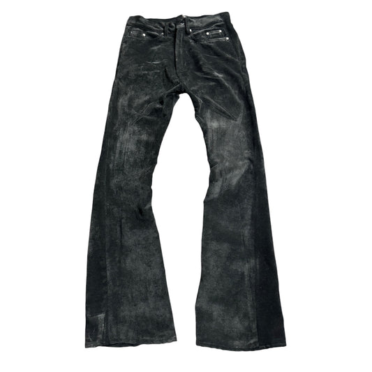 BLACK SUEDE FLARE DENIM