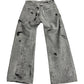 WIDE LEG DISTRESSED GREY SUEDE DENIM